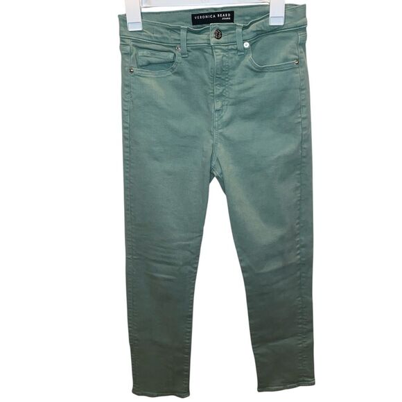 VERONICA BEARD Ryleigh High-Rise Straight Jeans in Teal - Picture 4 of 8